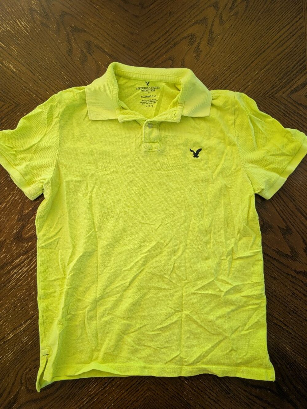 American Eagle Outfitters Men’s L Highligher Yellow Short Sleeve Polo Shirt